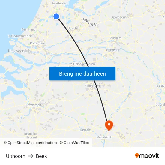 Uithoorn to Beek map