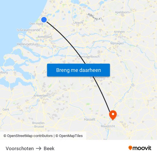 Voorschoten to Beek map