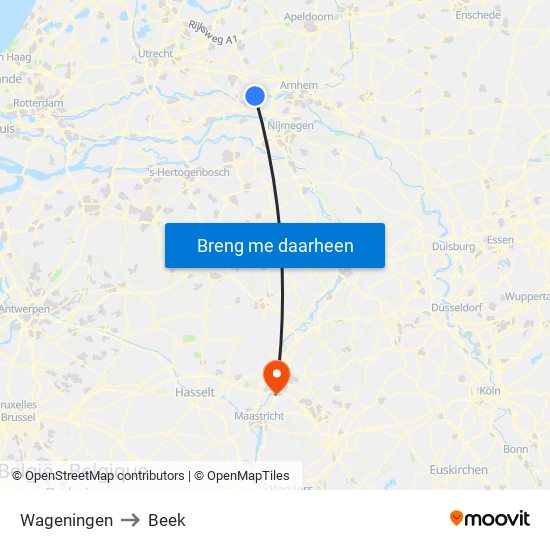 Wageningen to Beek map