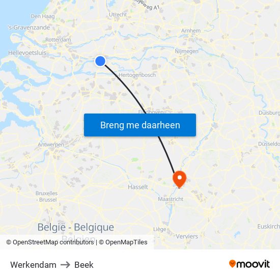 Werkendam to Beek map