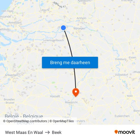 West Maas En Waal to Beek map
