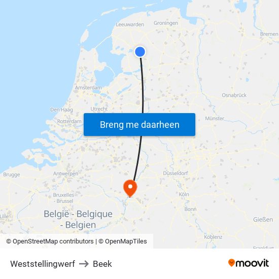 Weststellingwerf to Beek map