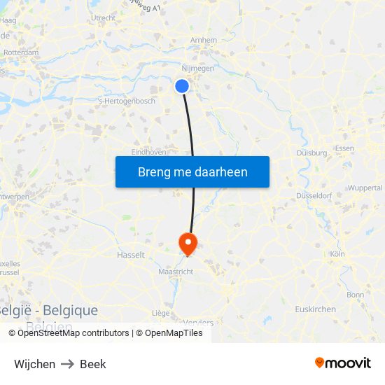 Wijchen to Beek map