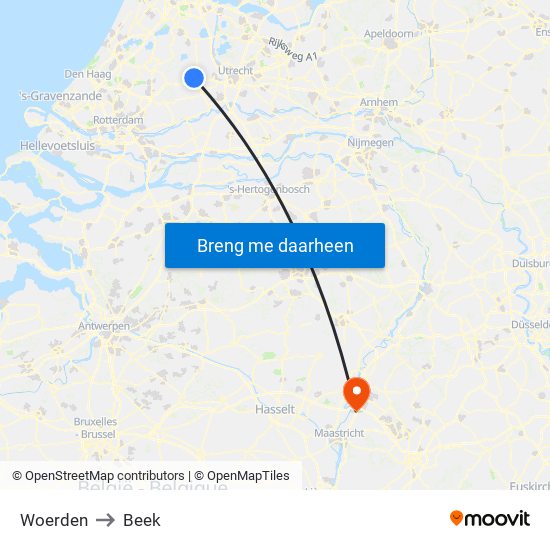 Woerden to Beek map