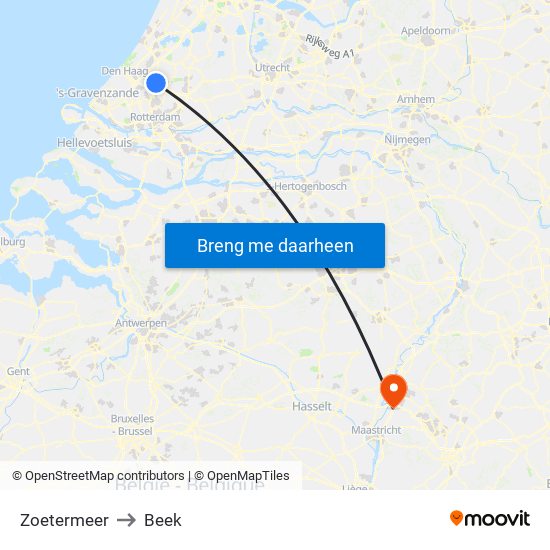 Zoetermeer to Beek map