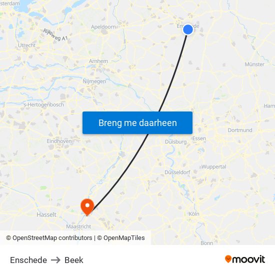 Enschede to Beek map