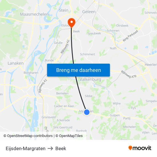 Eijsden-Margraten to Beek map