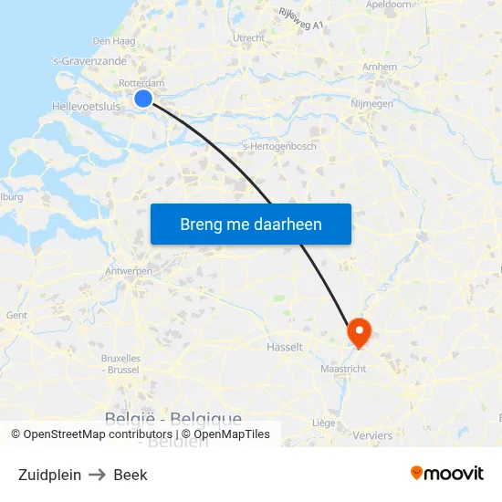 Zuidplein to Beek map