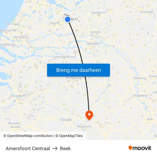Amersfoort Centraal to Beek map