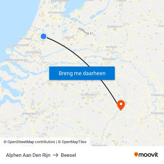Alphen Aan Den Rijn to Beesel map