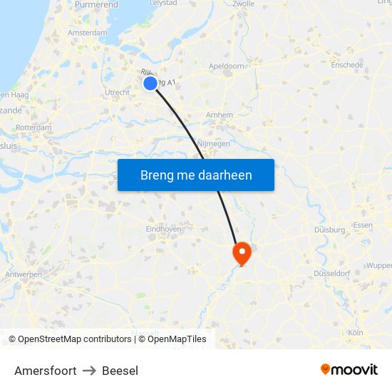 Amersfoort to Beesel map