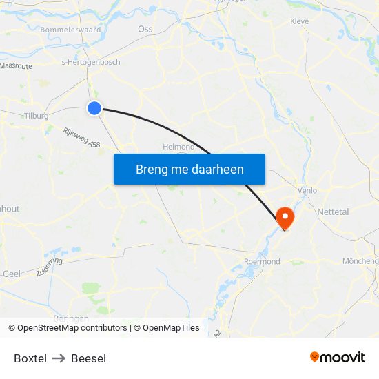 Boxtel to Beesel map