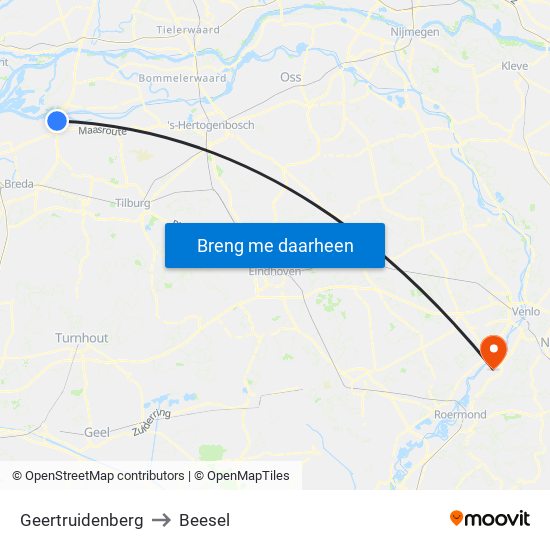 Geertruidenberg to Beesel map