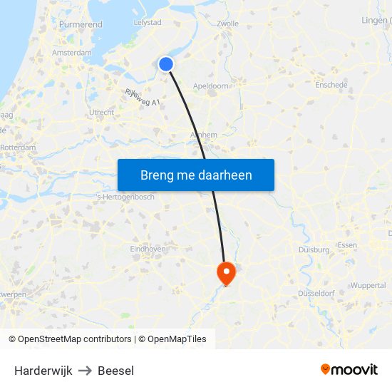 Harderwijk to Beesel map