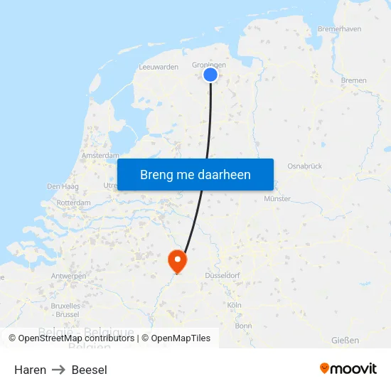 Haren to Beesel map
