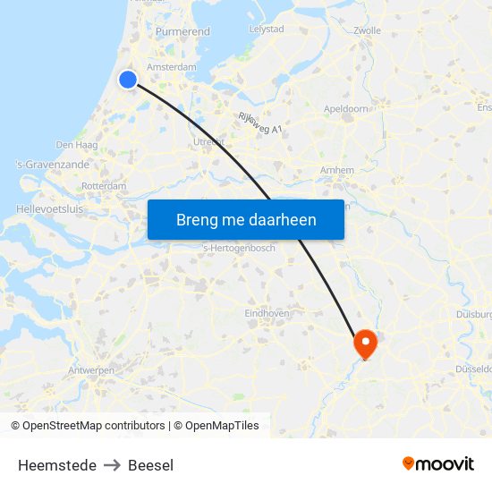 Heemstede to Beesel map
