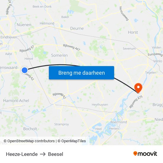 Heeze-Leende to Beesel map