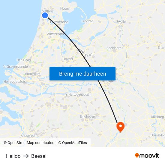 Heiloo to Beesel map