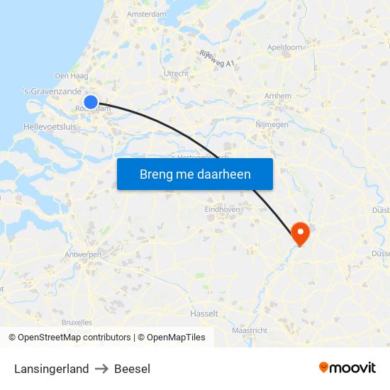 Lansingerland to Beesel map
