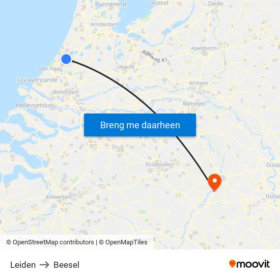 Leiden to Beesel map
