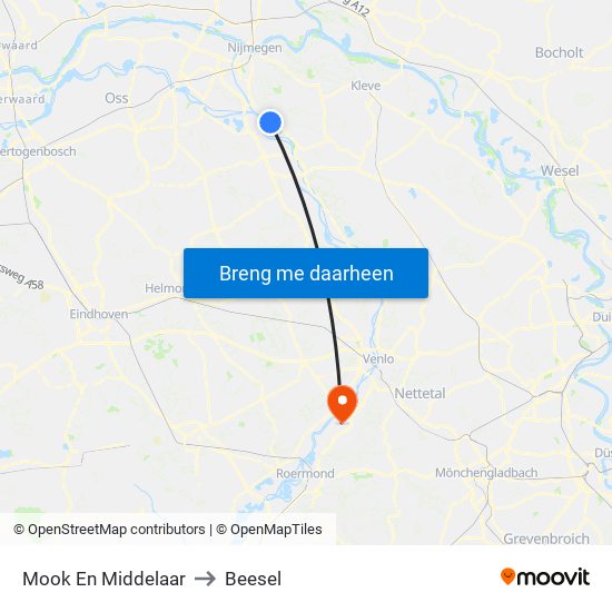 Mook En Middelaar to Beesel map
