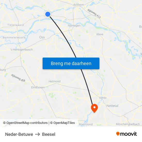 Neder-Betuwe to Beesel map