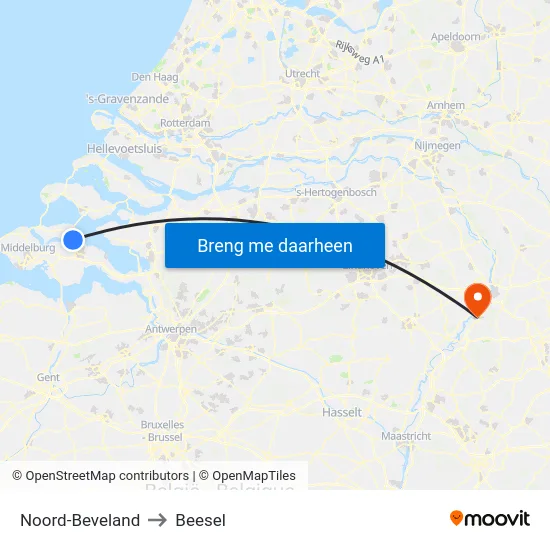 Noord-Beveland to Beesel map