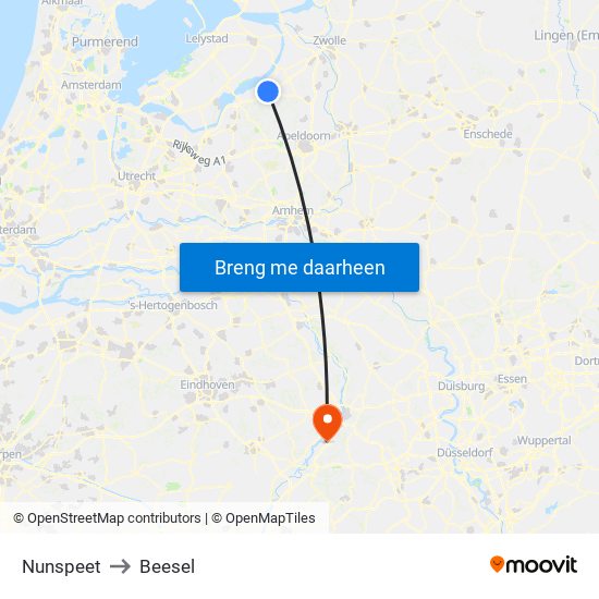 Nunspeet to Beesel map