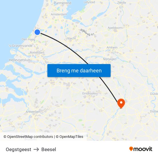 Oegstgeest to Beesel map
