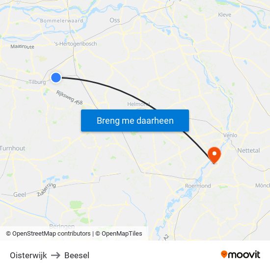 Oisterwijk to Beesel map