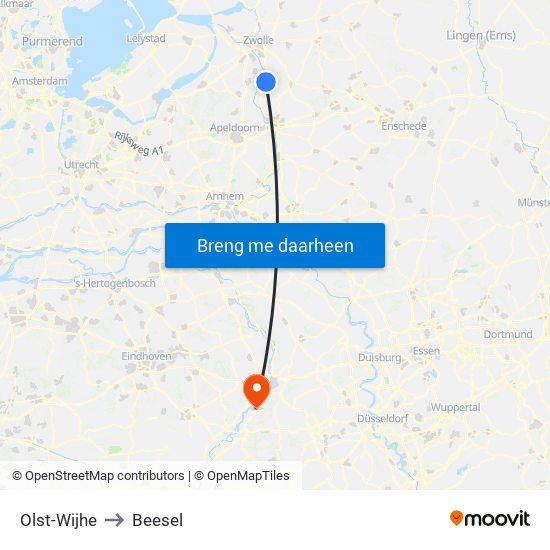 Olst-Wijhe to Beesel map