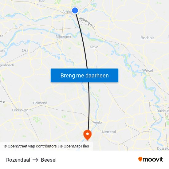 Rozendaal to Beesel map