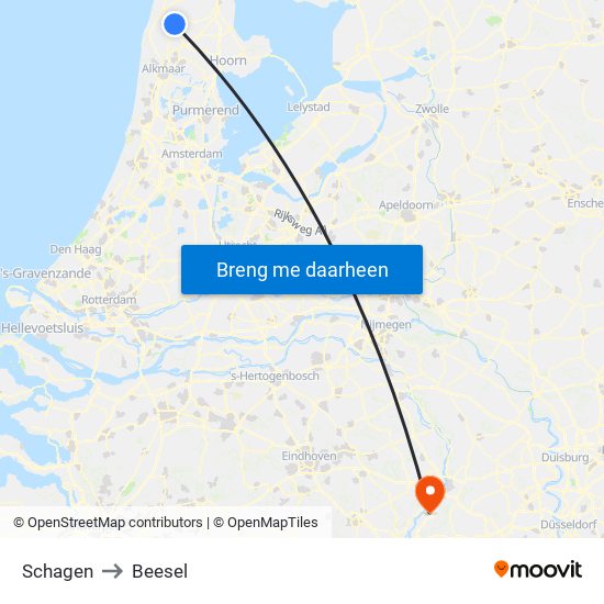 Schagen to Beesel map