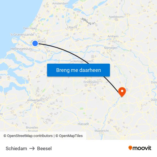 Schiedam to Beesel map