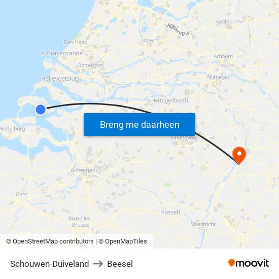 Schouwen-Duiveland to Beesel map