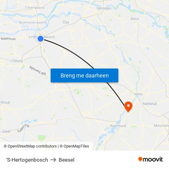 'S-Hertogenbosch to Beesel map