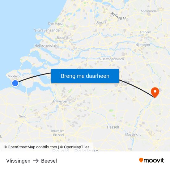 Vlissingen to Beesel map