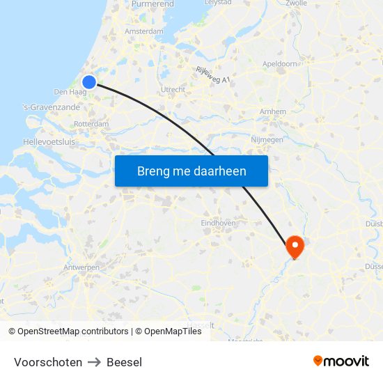 Voorschoten to Beesel map