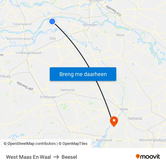 West Maas En Waal to Beesel map