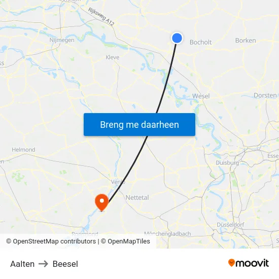 Aalten to Beesel map