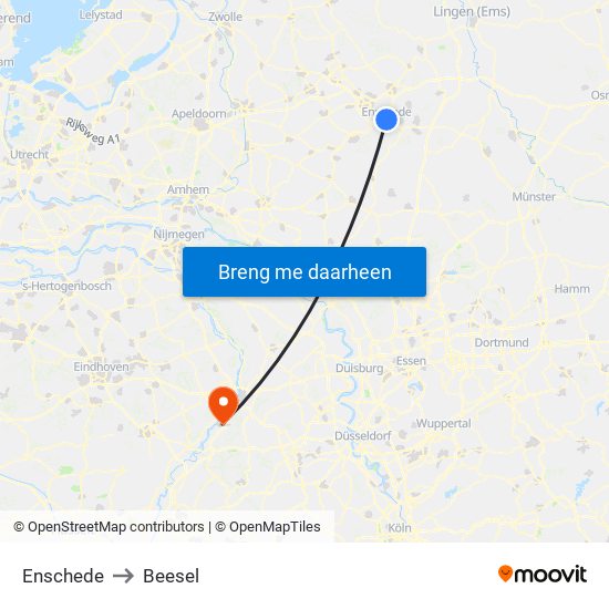 Enschede to Beesel map