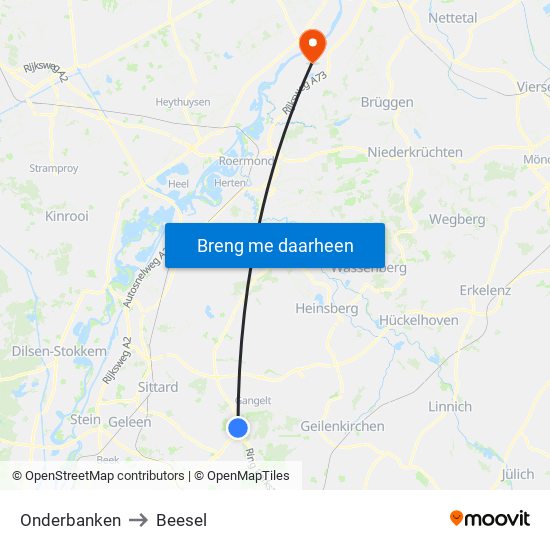 Onderbanken to Beesel map