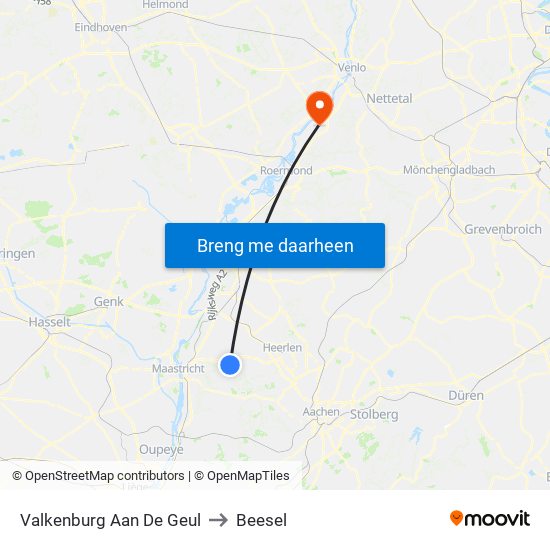 Valkenburg Aan De Geul to Beesel map