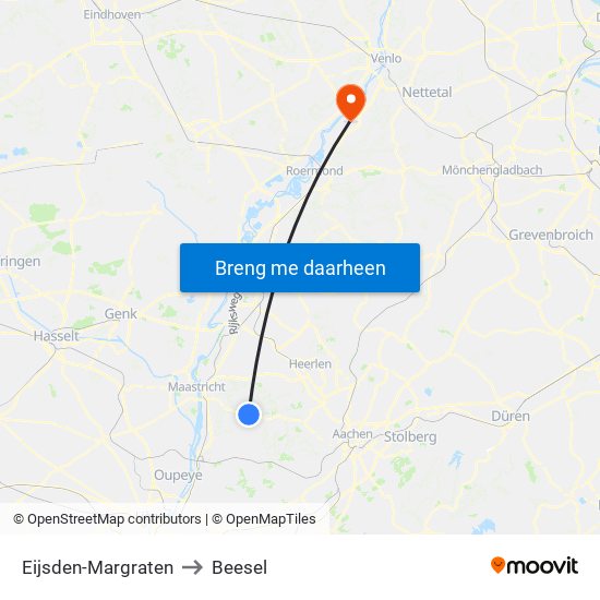 Eijsden-Margraten to Beesel map
