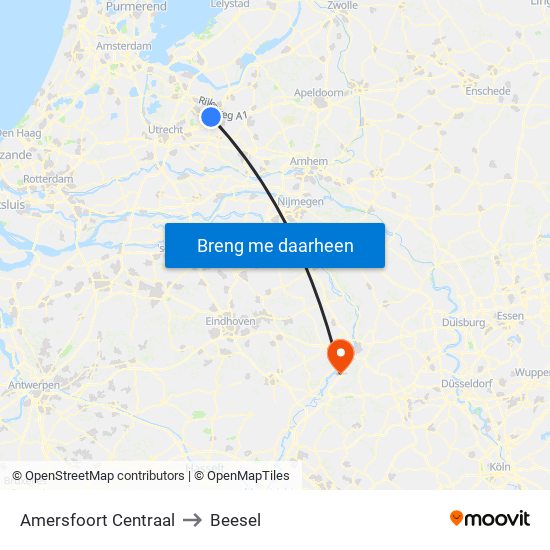 Amersfoort Centraal to Beesel map