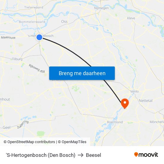 'S-Hertogenbosch (Den Bosch) to Beesel map