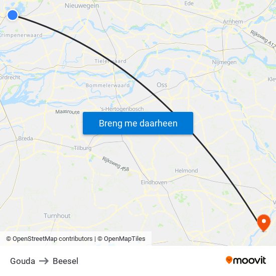Gouda to Beesel map