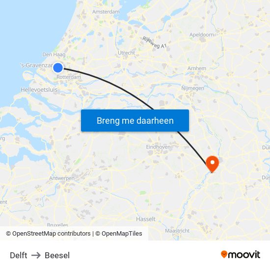 Delft to Beesel map