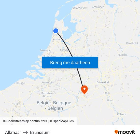 Alkmaar to Brunssum map