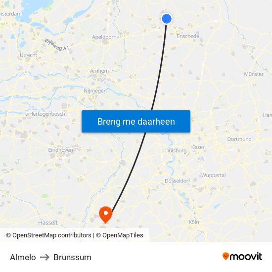 Almelo to Brunssum map